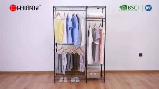 Mobília do quarto design espaço economizar vestuário rack de metal acessórios de rack de guarda-roupa